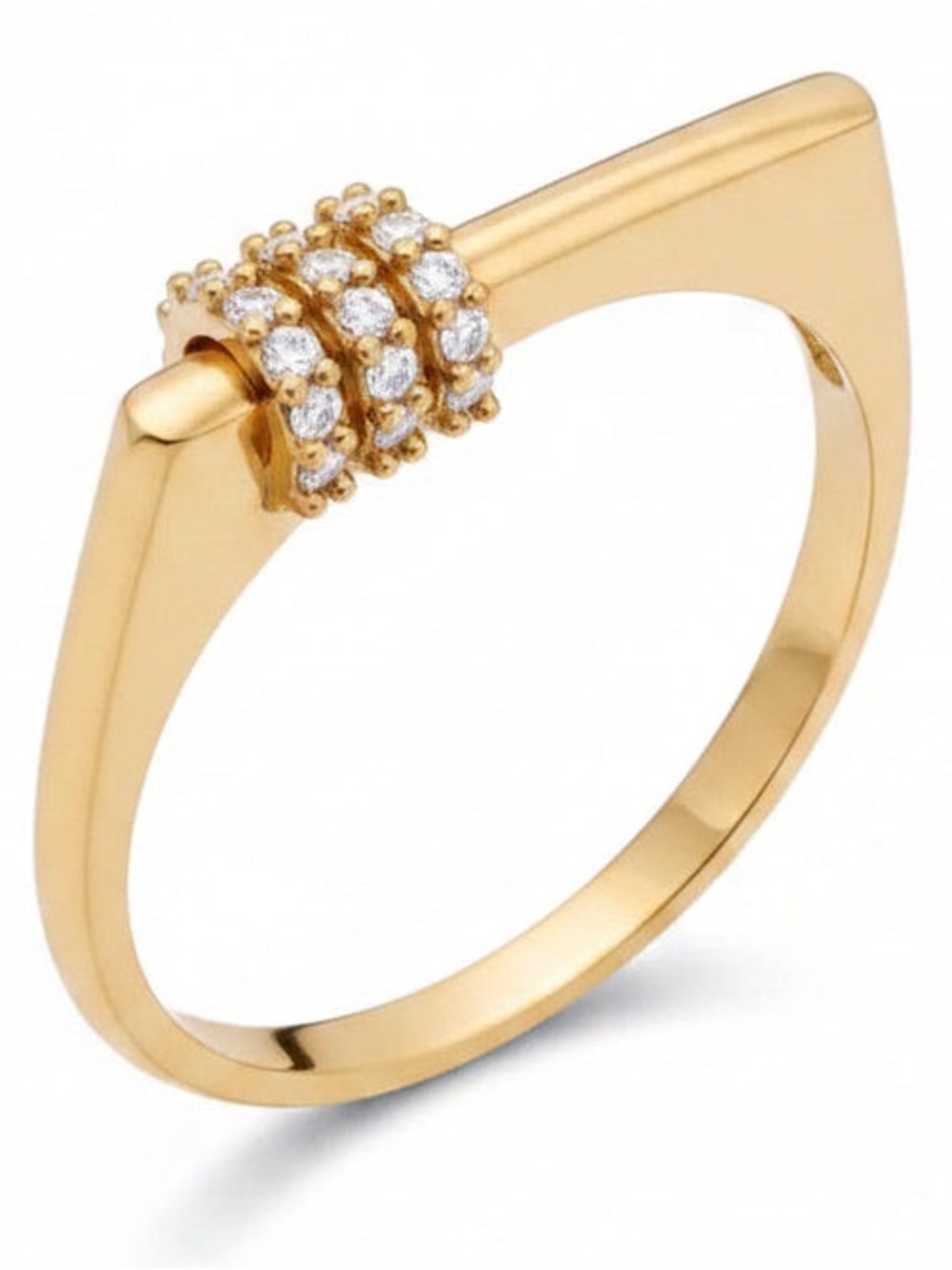 14k Solid Gold Triple Diamond Bar Row Ring | Fine Jewelry